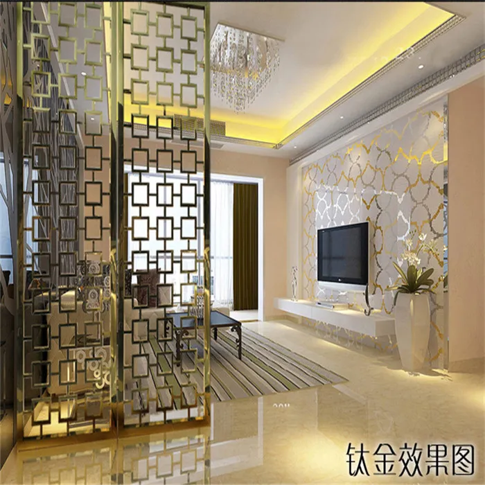 Laser Cut Screen Room Divider Panels with Bronze Gold Stainless Steel Partition
