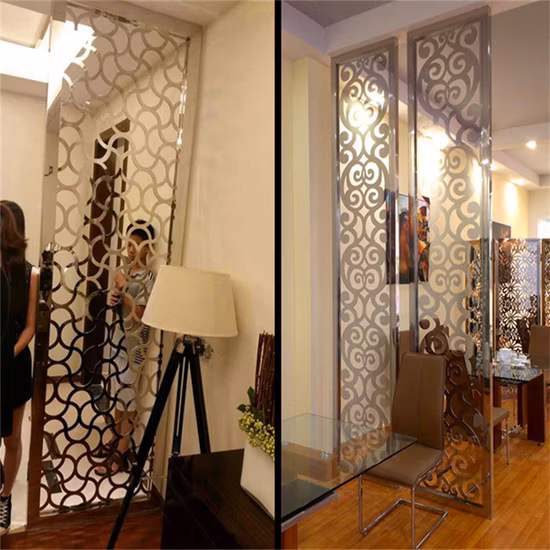 Laser Cut Screen Room Divider Panels with Bronze Gold Stainless Steel Partition