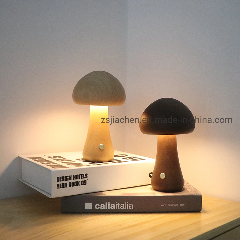 LED Mushroom Lamp Wooden Night Light for Baby Bedroom