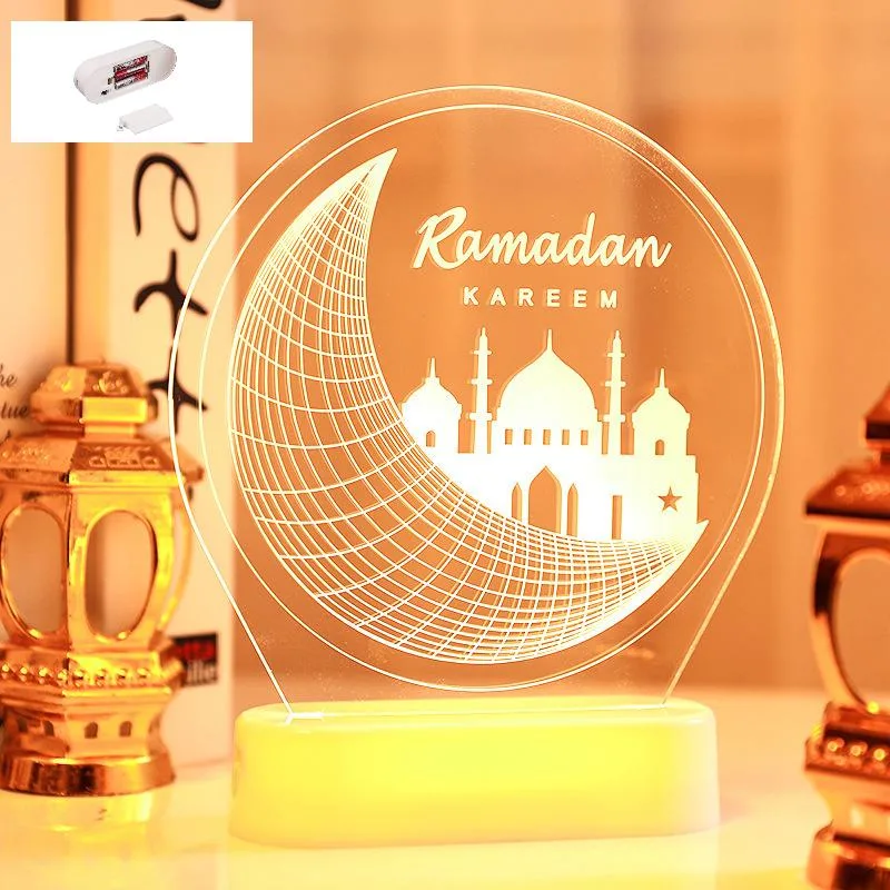New LED Acrylic Wood Base Warm Ramadan Lights for Kareem Islamic Holiday Lighting Decorations