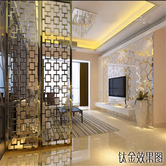 Laser Cut Screen Room Divider Panels with Bronze Gold Stainless Steel Partition