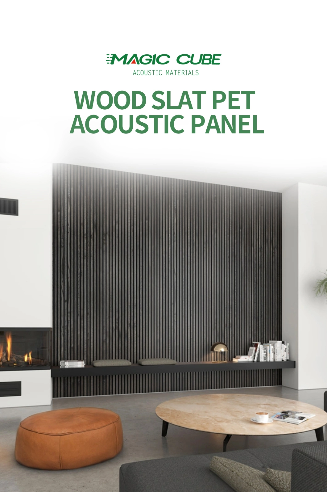 Wall Sound Absorption Polyester Fiber Vertical Timber Slats Acoustic Wall Panel
