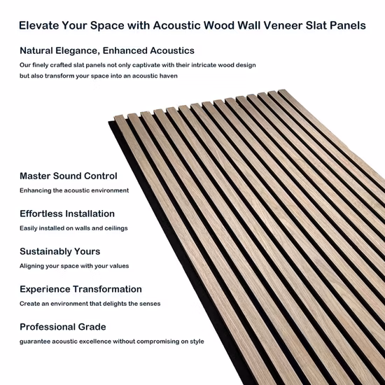 Light Oak Acoustic Timber Slats Panel