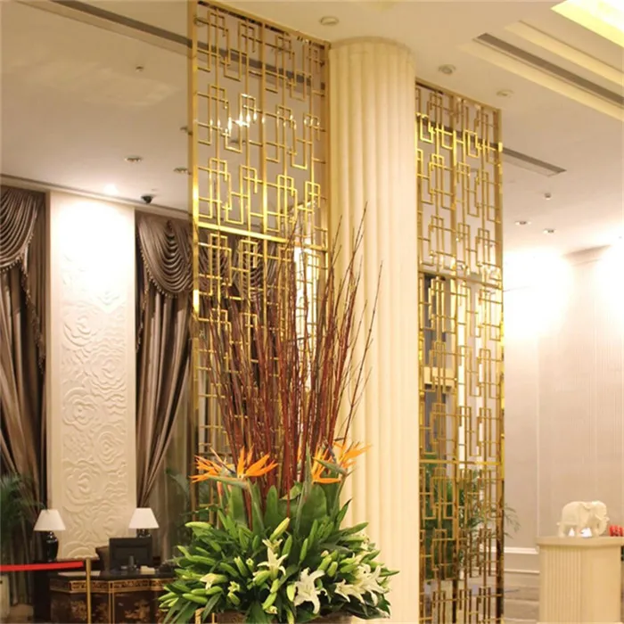 Laser Cut Screen Room Divider Panels with Bronze Gold Stainless Steel Partition